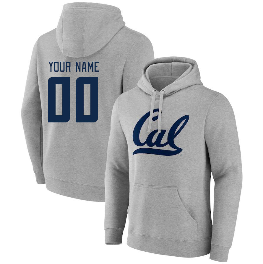 Custom Cal Bears Name And Number College Hoodie-Gray - Click Image to Close